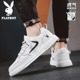 花花公子（PLAYBOY）男鞋子男2025夏季板鞋男士休闲鞋透气时尚运动鞋 白色 42