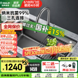 欧琳（OULIN）【国补立减15%】厨房水槽大单槽台下盆 洗菜盆一体盆纳米水槽304