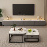 米客米家电视柜落地2025客厅家用小户型靠墙储物柜一体新款茶几电视柜组合 【推荐款1.6米】灰色+白大理石纹 组装（自行组装）