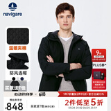 Navigare意大利小帆船棉衣男连帽冬季内里夹棉夹克保暖棉服防风时尚外套 黑 M 码