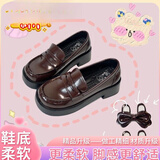 雯夕【京泽高校】原创厚底小方头jk制服鞋高跟学院风兔耳朵小皮鞋 棕色[升级版] 37