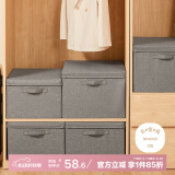 EACHY衣服收纳箱布艺家用棉被衣物收纳箱可折叠衣柜整理收纳 60L深灰色