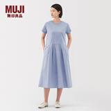 无印良品（MUJI）女式 凉感 短袖连衣裙 女装裙子25年夏季连身裙凉感物语 BC2LKA5S 萨克森蓝 M (160/84A)