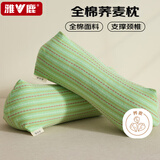 雅鹿全棉荞麦菱形枕家用护颈椎助睡眠可拆卸枕芯40*15*10cm 新柳翠意