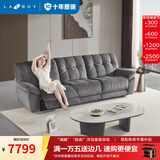 乐至宝LAZBOY布艺沙发客厅奶油风0靠墙防水防污绒布电动功能云中漫步660 秘境灰-2.81m-三人双电动