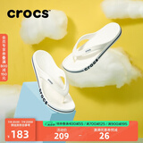 crocs卡骆驰贝雅卡骆班运动拖鞋男鞋女鞋居家夹脚平底人字拖鞋|205393 白/深蓝-126 40 (250mm)