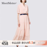 MeetMetro玛依尔法式仙女连衣裙女2025春新款高端气质纯欲风裙子礼服长裙 藕粉MG200423 M