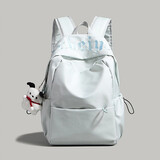 尤克达蒂（yookdd）双肩包简约纯色初高中大学生书包女大容量电脑包登山包旅行背包 书包【清新蓝带挂件】