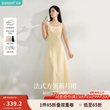 茵曼（INMAN）章若楠同款欧若风法式吊带连衣裙2025夏季新品女装淡鹅黄色裙子 浅黄色 (方领) S