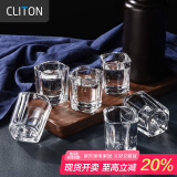 CLITON白酒杯加厚玻璃小烈酒杯家用洋酒威士忌酒杯一口杯四方杯6只装