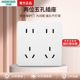 鸿雁X5插座面板开关三孔五孔六孔十孔一开双开双控空调防水 X5白色 十孔插座
