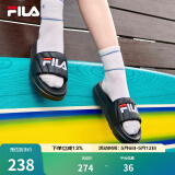 斐乐（FILA）女鞋运动拖鞋厚底凉拖沙滩鞋漂流船 黑-BK 36