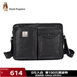 暇步士（Hush Puppies）单肩包男包横款牛皮大容量休闲潮流男士挎包邮差包生日礼物