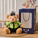 伊美娃娃警察小熊公仔交警小熊玩偶消防泰迪熊特警送女生生日礼物儿童 交警小熊+送礼袋