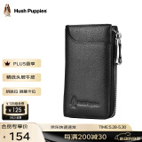 暇步士（Hush Puppies）钥匙包男证件包银行卡门禁卡二合一真皮卡包随身便携钥匙扣收纳包 黑色HC-1811007W-577