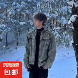 【品质一流】美式重工牛仔外套男秋冬立领复古设计感夹克穿搭休闲 JK02牛仔外套蓝色-XZ L 【建议110-135斤】