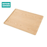 NITORI宜得利家居 长方形木质放茶杯盘子日式家用水果茶盘防滑托盘 水曲柳木色 46*34