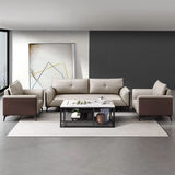 芝华士办公沙发实木接待银行会议室茶几组合简约现代真皮同款华仕 耐磨西皮【支持对公】 3+2+1+木茶几