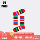 Happy Socks春夏款袜子女男袜薄荷曼波运动彩虹白色棉袜中筒袜 彩红条纹 1双 M 36-40