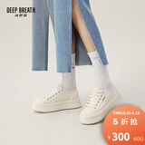 DEEP BREATH深呼吸女鞋松糕帆布绑带饼干鞋休闲小白鞋女AX12226 白 36