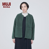无印良品（MUJI）女式  长毛抓绒 夹克 短款外套女  简约风 BB2NSA3A 烟熏绿色 L(165/88A)