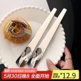 拜杰304长柄不锈钢勺子搅拌勺咖啡勺甜品勺加长冰勺小汤匙2支装