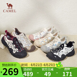 骆驼（CAMEL）经典丑萌鞋女时尚撞色户外休闲鞋 L24S469647A 米/黑/酒红 36