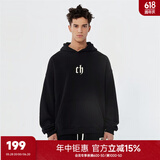 CHINISMCH字母印花连帽卫衣男潮牌美式宽松上衣重磅情侣帽衫 黑色 L（推荐 120-150斤）