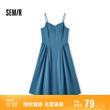 森马连衣裙女显瘦V领吊带裙年收腰裙子礼服简约长裙107424114025