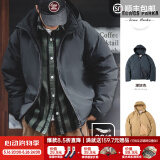 马登工装 美式复古白鸭绒连帽羽绒服男冬防风保暖外套90绒新年防寒服 深灰色 L （140-155斤）