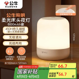 公牛（BULL）床头母婴夜灯起夜喂奶氛围灯柱形三档色温无极调光充电款6000mAh