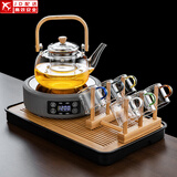 正扬电陶炉煮茶器煮茶壶套装办公透明玻璃茶具泡茶壶烧水电茶炉可保温 春鸣显灰900提+6色把+架长琴黑