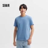 森马（Semir）[纯棉]短袖T恤男夏季简约纯色修身短t百搭t恤男 [100%棉]天空蓝81126 L