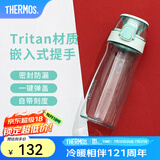 膳魔师（THERMOS）Tritan塑料水杯夏季男女运动瓶户外露营便携随行杯带提手茶杯TCSD 薄荷绿530ml