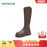 热风（Hotwind）显瘦长靴通勤百搭女靴复古气质骑士靴时尚休闲西部靴 02棕色（四季单里3802） 38 (240mm)