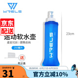 瑞尔士（WRELS） 户外越野跑步水壶折叠运动软水壶跑步饮水水袋登山硅胶咬嘴水杯 深海蓝250ml