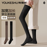 有棵树2双大腿袜子女秋冬季100%纯棉过膝保暖JK高筒抑菌长筒袜防下滑