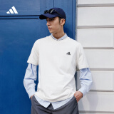 adidas情侣休闲纯棉上衣圆领短袖T恤男女夏季阿迪达斯官方轻运动 米白 2XL