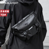 CavlslKcat斜挎包男士机能潮牌工装单肩包多功能通勤机车骑行邮差包背包男包 黑色 可放入11寸平板电脑 33*9*22CM
