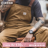 马登工装 复古卡其色背带裤男阿美咔叽经典工装帆布休闲裤男 杏黄色 2XL