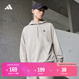adidas休闲加厚毛圈连帽卫衣套头衫男女阿迪达斯官方轻运动   金属灰   M
