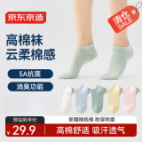 京东京造5双女士袜子新疆棉防臭抑菌短袜女运动透气棉短袜女 基础色