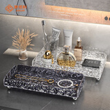 家佰利轻奢亚克力置物架浴室卫生间洗漱台收纳盘长方形酒店洗手台托盘 透灰色宽13*高5*长 30cm