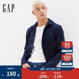 Gap男装2025春季新款纯棉基础款翻领长袖衬衫常规上衣美版422488 海军蓝 422488 XS 美码 S亚洲码175/88A