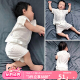 优奇婴儿衣服夏季套装宝宝夏装短袖儿童夏装分体两件半袖套装空调睡衣 【短袖】奶白 80
