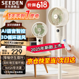 SEEDEN西点空气循环扇家用落地扇智能语音电风扇大风力风扇轻音节能换气扇立式遥控触控3D摇头台式电扇 XD-1520FT智能语音【8档风量+台立三用】