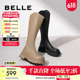 百丽（Belle）周雨彤白鹿同款显瘦小V靴长筒靴女商场同款弹力靴A1V1DDG3 【明星同款】黑仙草 35 (225mm)