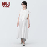 无印良品（MUJI）女式 强捻法国袖连衣裙 女装裙子夏季纯棉全棉衬衫连身裙BC2JGC4S 白色 XL(165/92A)