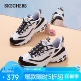 斯凯奇女款D'lites绑带时尚复古熊猫休闲鞋13148 白色/黑色/WBK 37