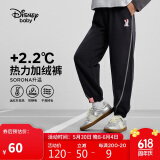 迪士尼（DISNEY）童装儿童女童加绒针织分割长裤时尚洋气裤子24冬DB441AA12黑110